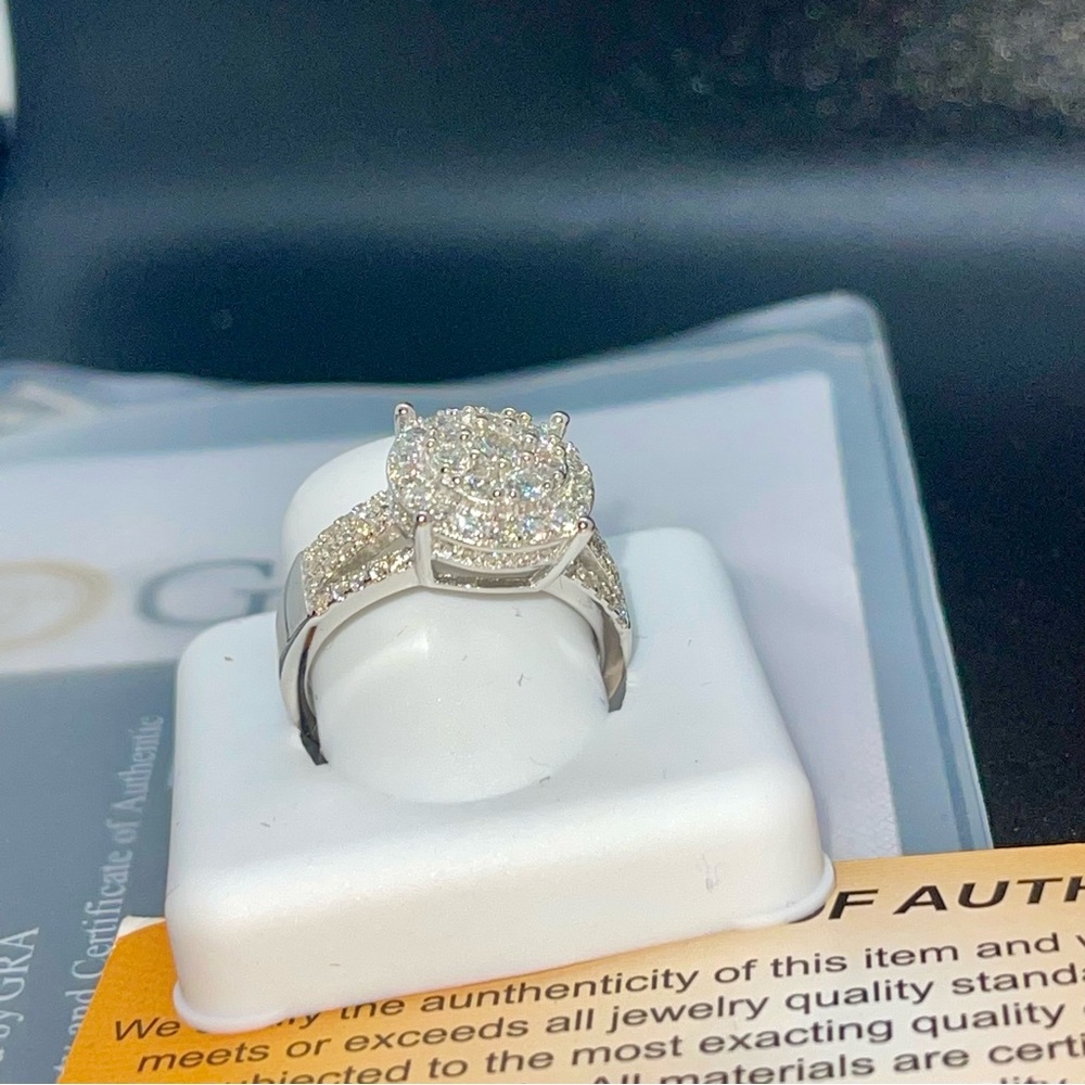 14k white gold vermeil Bridal ring, VVS GRA certified moissanite diamond ring - Picture 8 of 10
